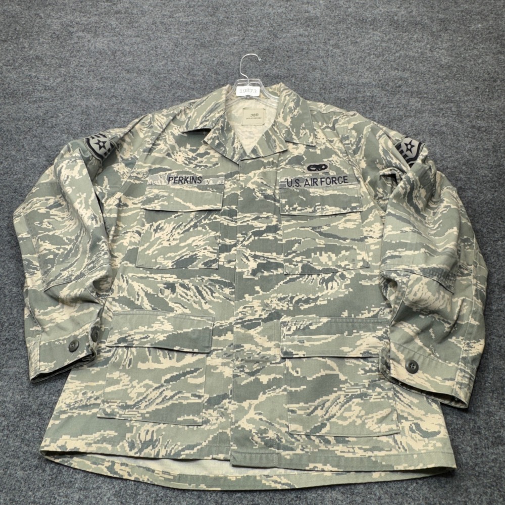Military Jacket Mens 38R Green ABU Digital Tiger Stripe Uniform Shirt Camouflage